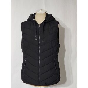 Lauren Ralph Lauren Women's Hooded  Zip Up Puffer Vest In Black Size Small